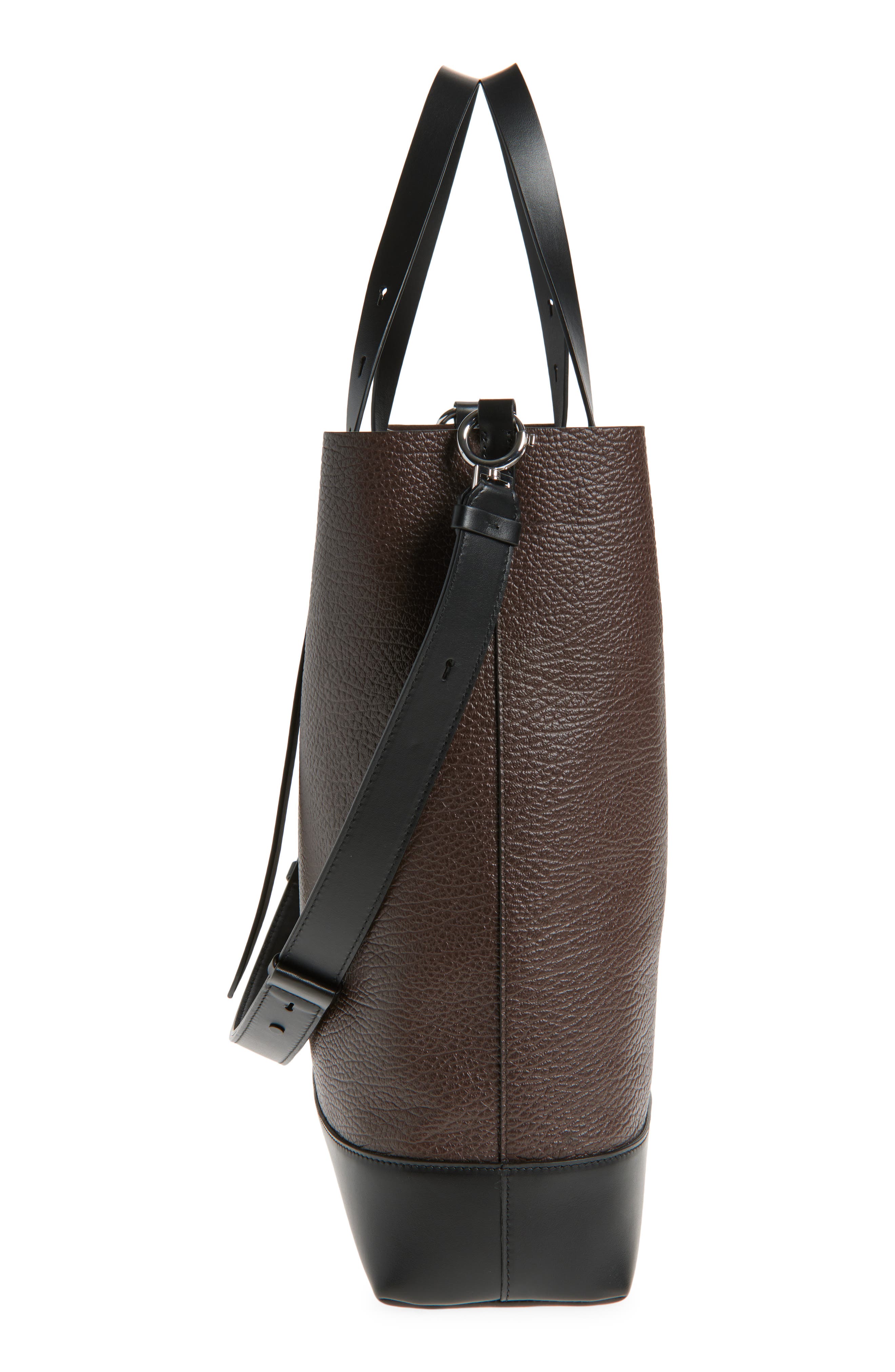 Maison Margiela Colorblock Leather Vertical Tote, Alternate, color, Macassar/ Black