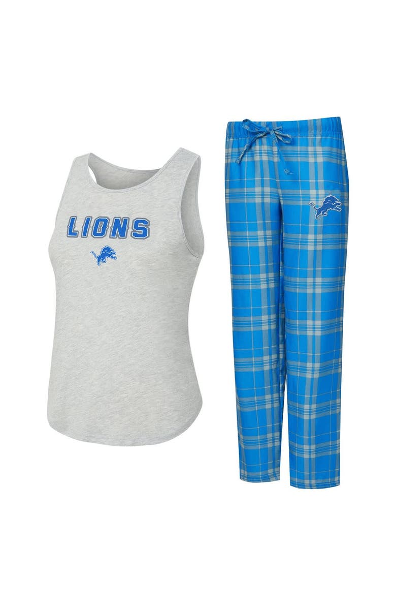 CONCEPTS SPORT Women's Concepts Sport  Heather Gray/Blue Detroit Lions Regulate Plaid Tank Top & Pants Sleep Set, Main, color, Heather Gray