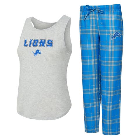 Women's Concepts Sport  Heather Gray/Blue Detroit Lions Regulate Plaid Tank Top & Pants Sleep Set