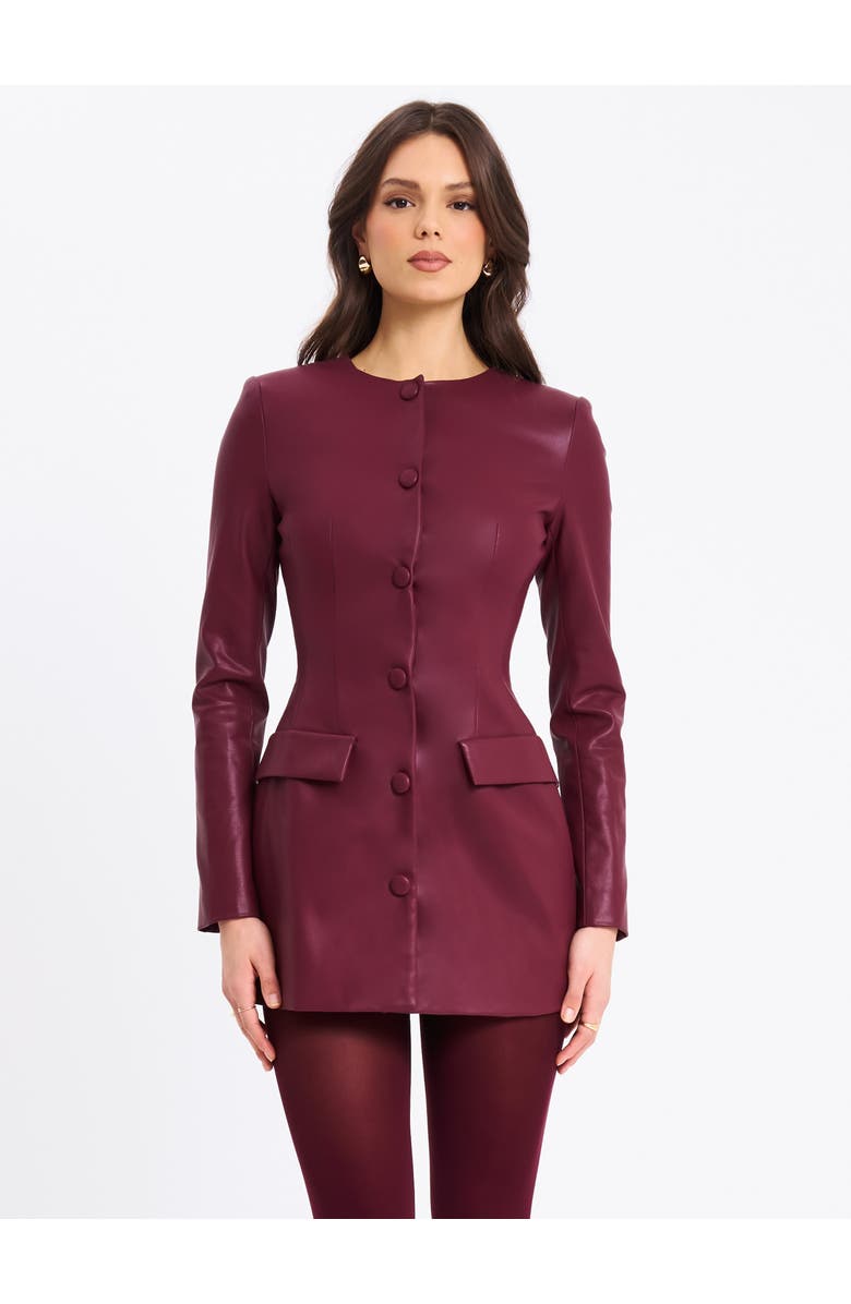 Miss Circle Baila Vegan Leather Blazer Mini Dress, Main, color, Burgundy