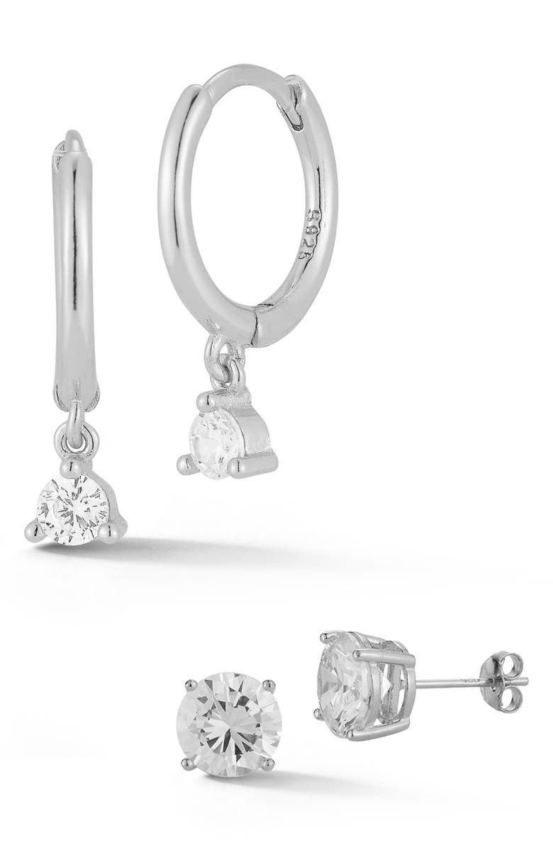 GLAZE JEWELRY CZ Huggie Drop & Stud Earrings Set, Main, color,