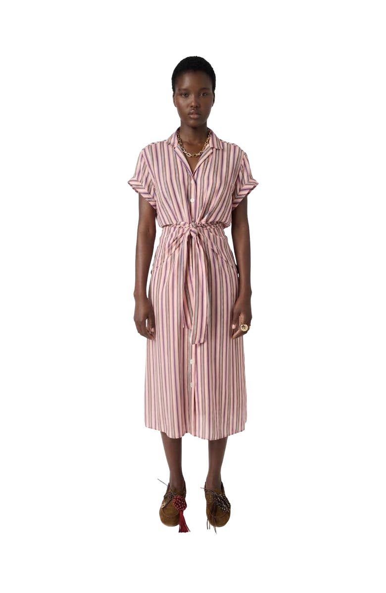 GERARD DAREL Striped Button-Front  Midi Dress, Main, color, Multicolored
