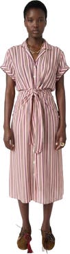 GERARD DAREL Striped Button-Front  Midi Dress