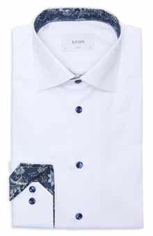 Eton Floral Effect Slim Fit Signature Twill Dress Shirt