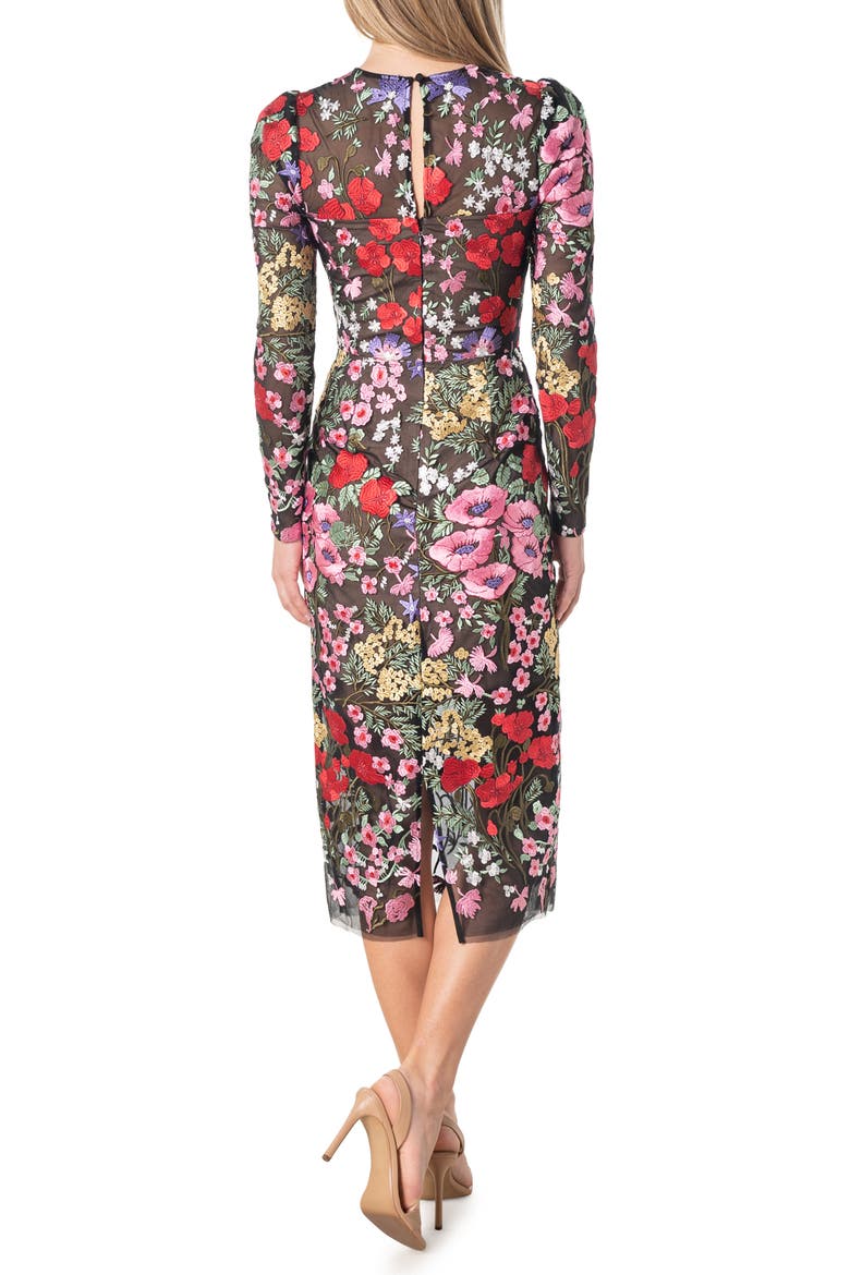 Sophia Floral Embroidered Long Sleeve Sheath Dress, Alternate, color, ROUGE MULTI