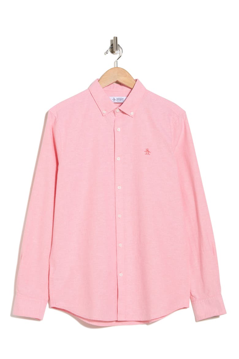 Core Oxford Button-Up Shirt, Alternate, color, LANTANA