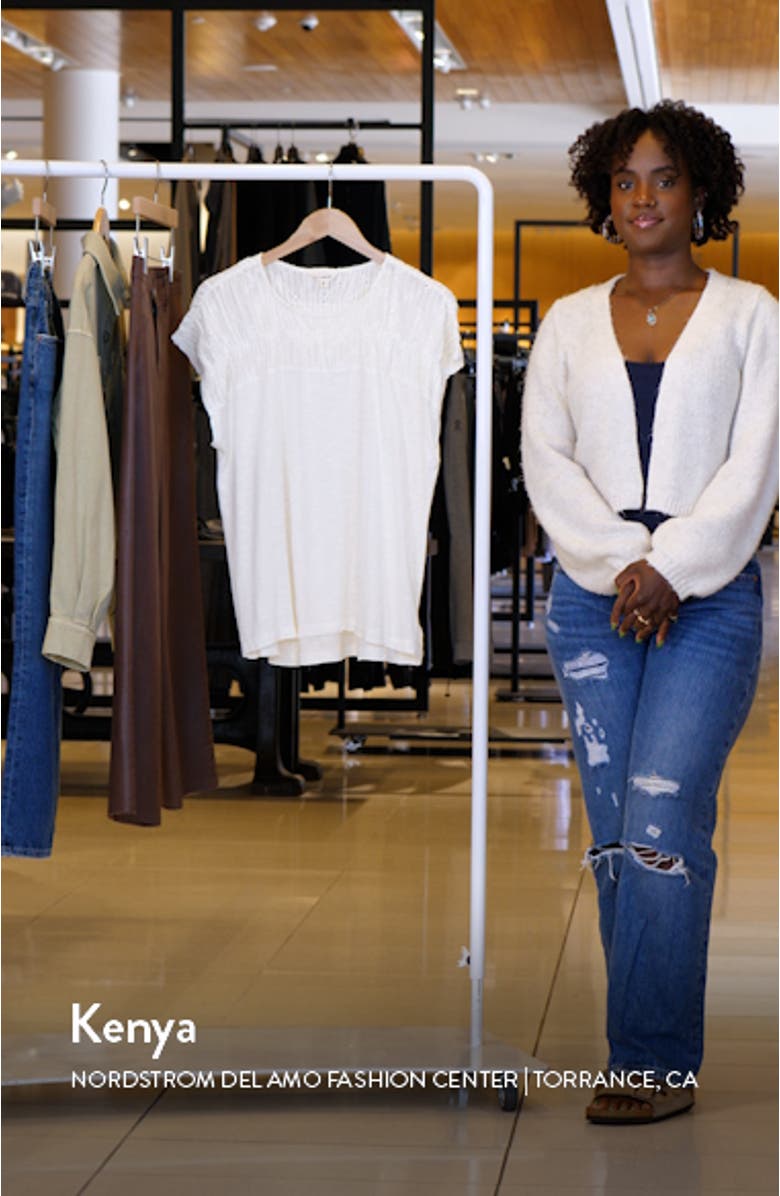 Eyelet Yoke Mixed Media T-Shirt, sales video thumbnail