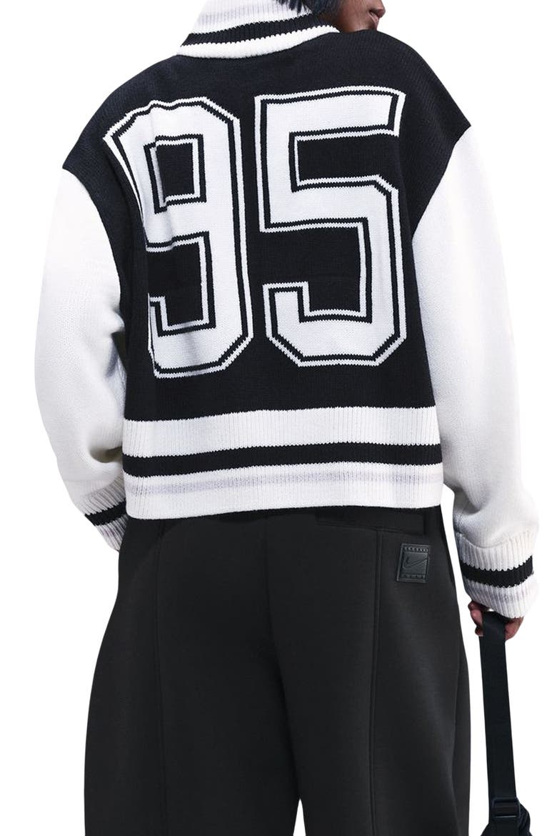 Sportswear Street Bomber Cardigan, Alternate, color, BLACK/ SAIL/ VAST GREY/ SAIL