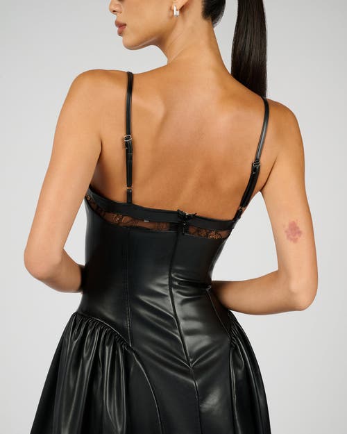 Weworewhat Lace Panel Corset Midi Dress In Black