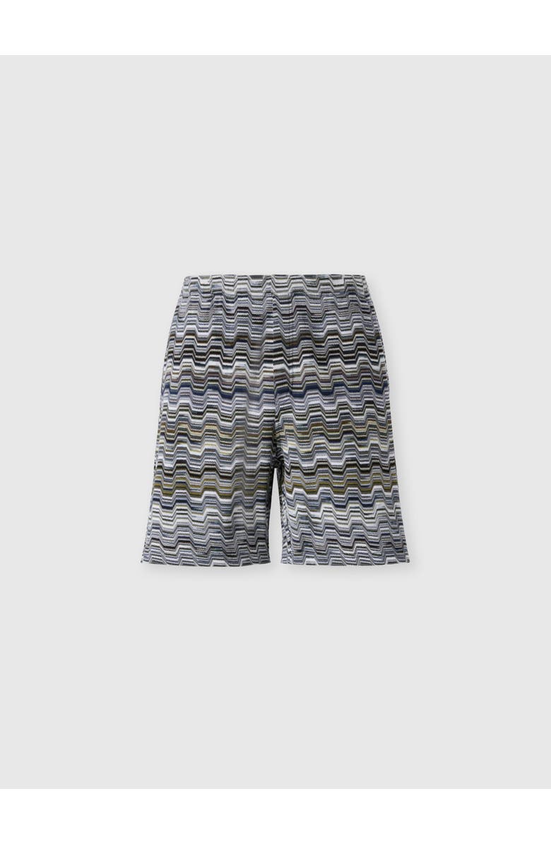 Missoni Cotton Shorts With Raschel Knit And Greek Motif, Alternate, color, Beige& White