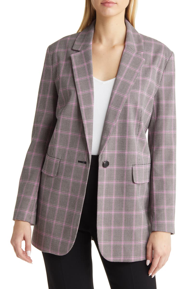 Halogen<sup>®</sup> Check Print Oversize Blazer, Main, color,
