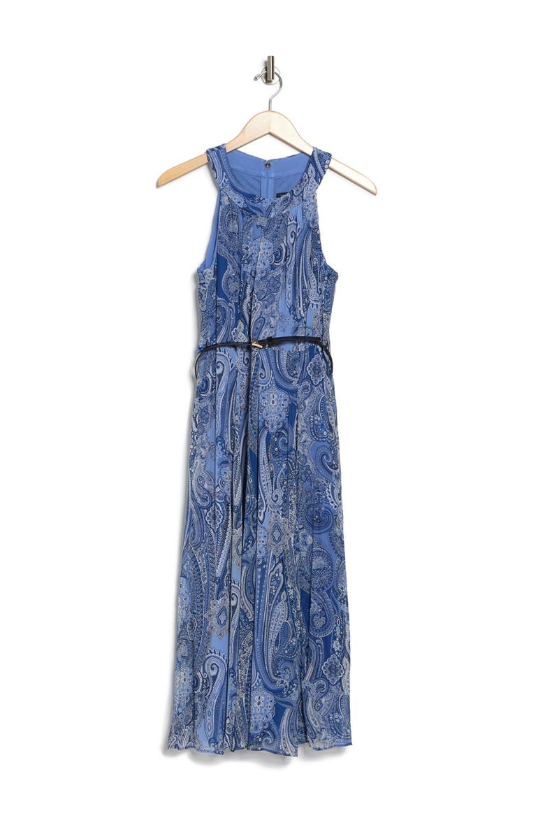 Paisley Halter Neck Chiffon Midi Dress, Alternate, color, BAY BLUE MULTI