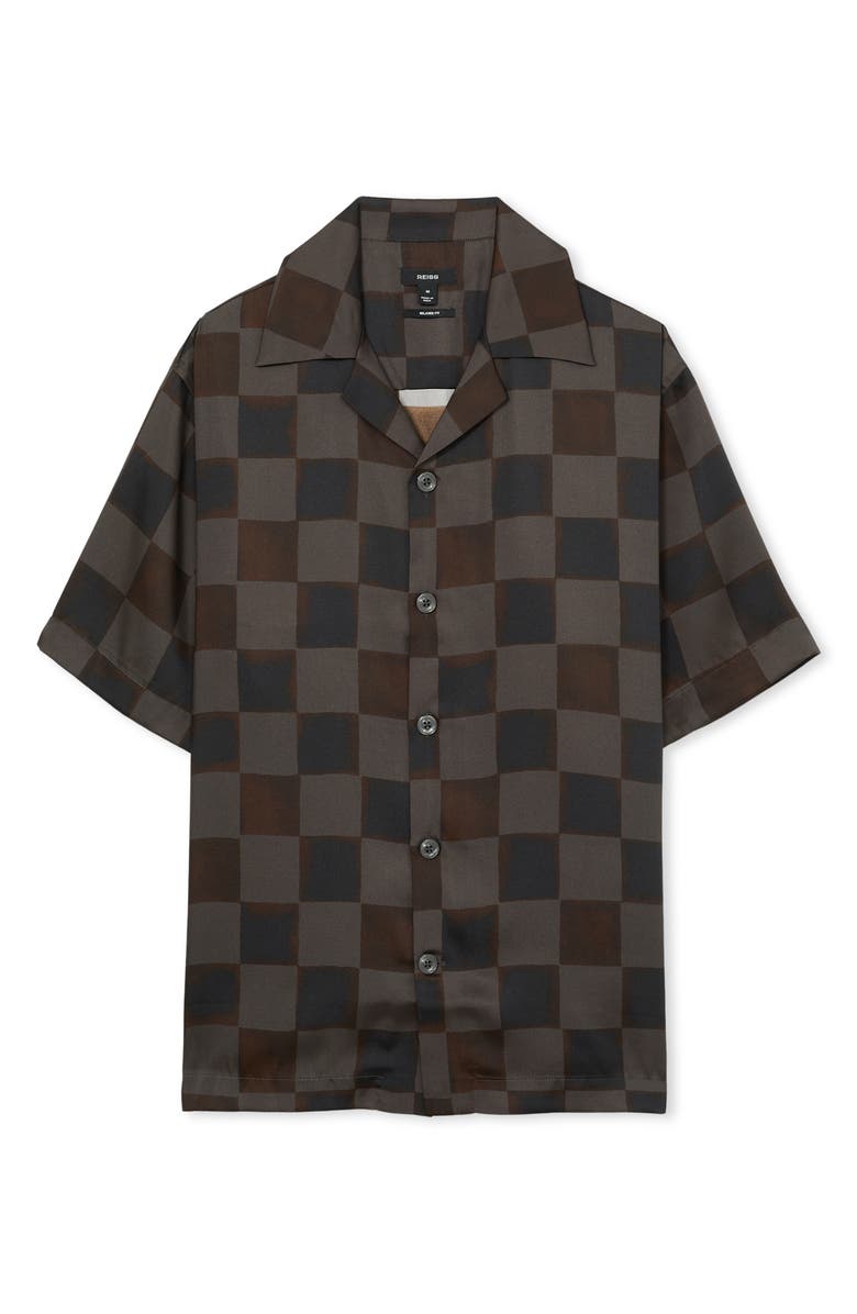 Reiss Reny Check Camp Shirt, Alternate, color, Brown