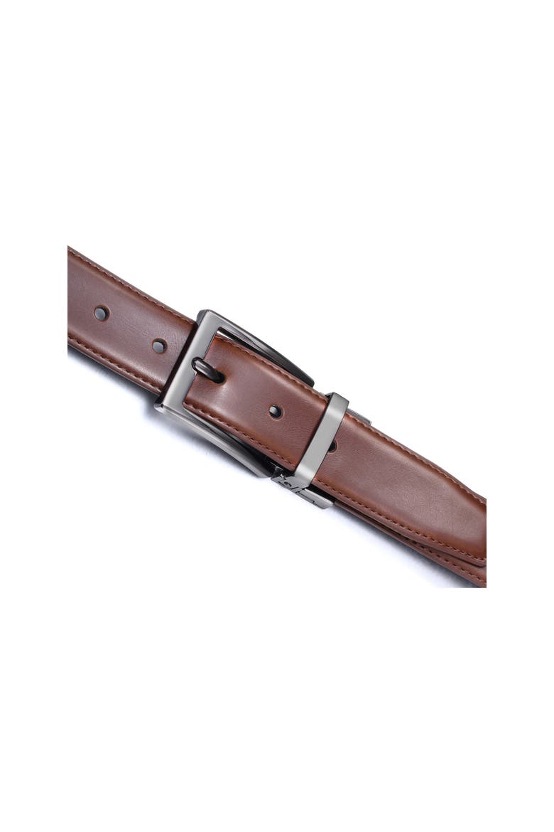 Reversible Leather Belt with Rotating Buckle, Alternate, color, Burnt Umber/Black