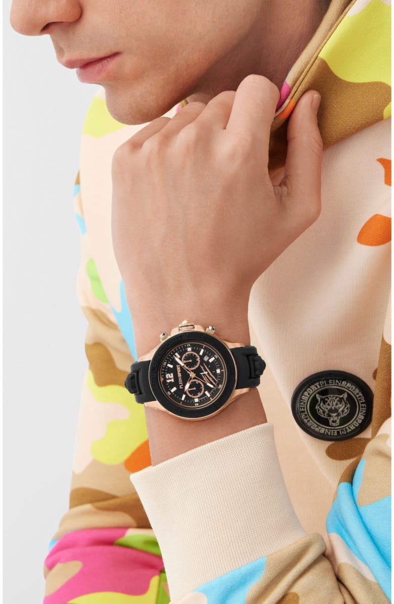 PLEIN SPORT Warrior Tech Watch, Alternate, color, Black/ Rose Gold