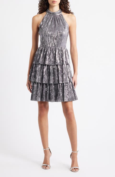 Sequin Tiered Cocktail Dress