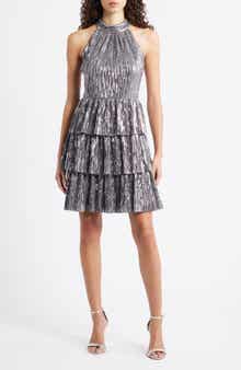 Eliza J Sequin Tiered Cocktail Dress