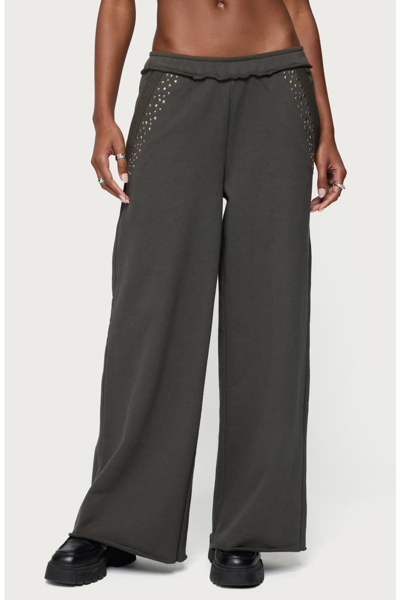 Wrenn Studded Wide Leg Sweatpants, Main, color, DARK-GRAY