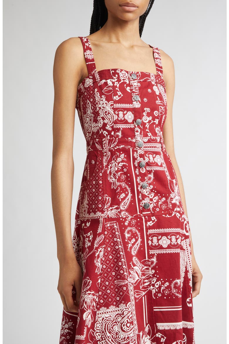 Bandana Print A-Line Dress, Alternate, color, BORDEAUX