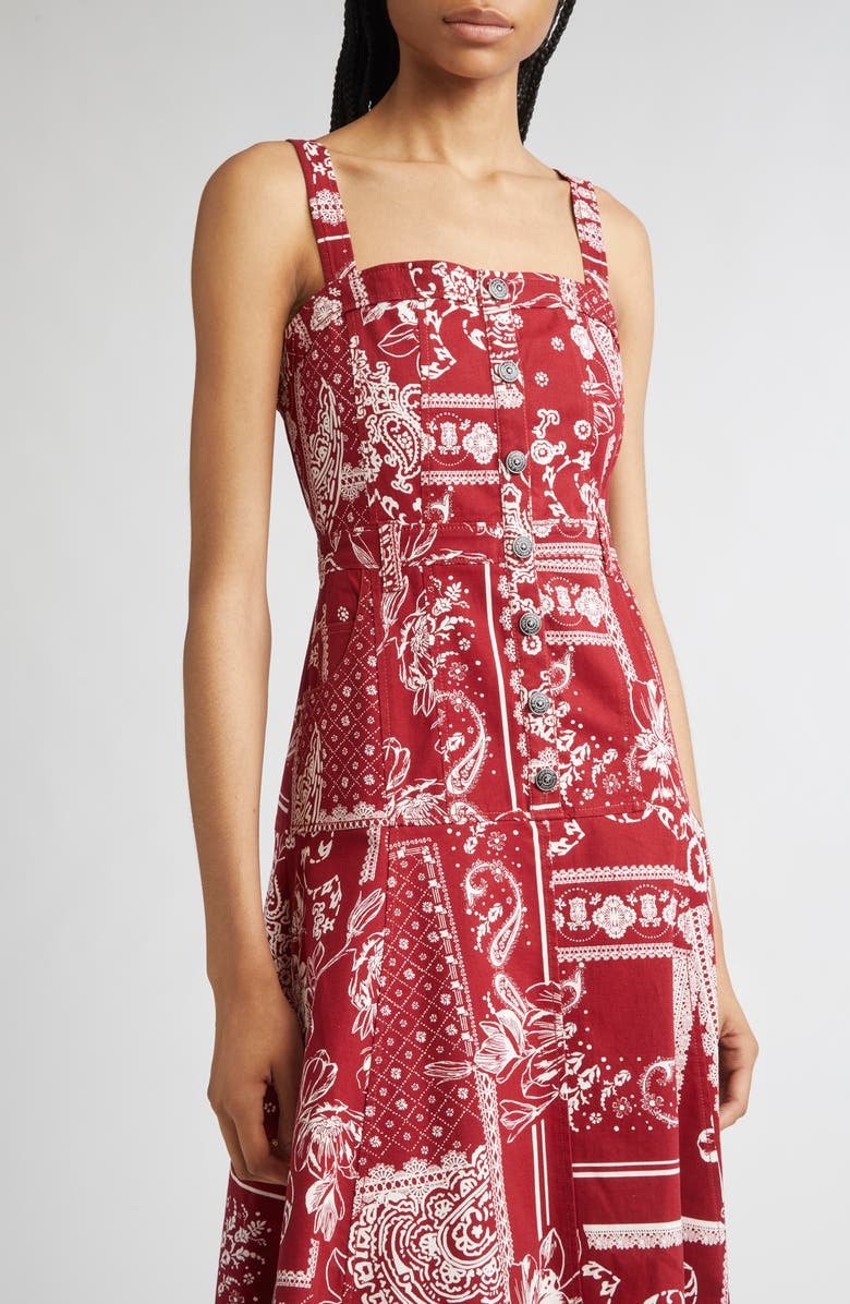 Cinq à Sept Bandana Print A-Line Dress, Alternate, color, Bordeaux