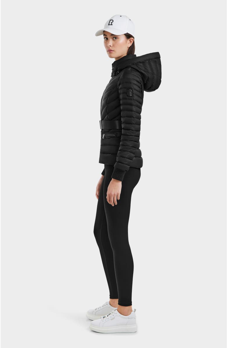 Rudsak SCARLETT WOMEN'S QUILTED LIGHT DOWN JACKET WITH REMOVABLE BELT, Alternate, color, Black