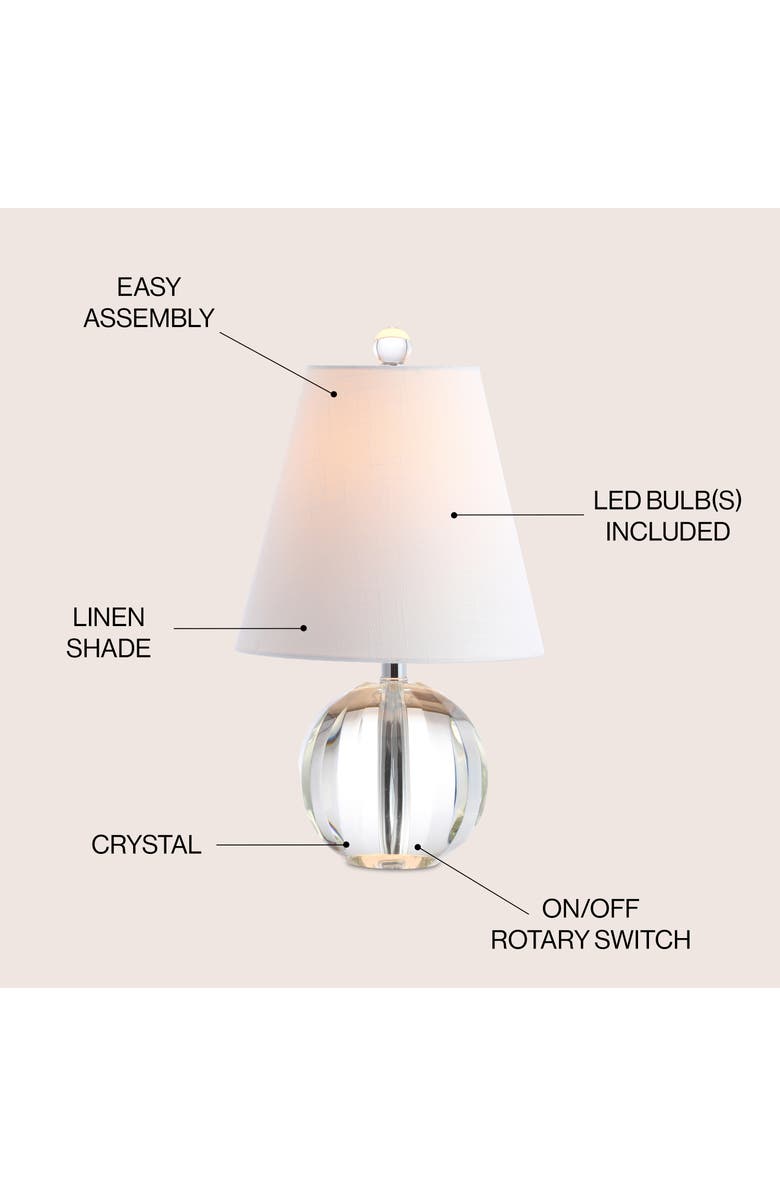 JONATHAN Y Goddard Crystal Ball/Metal LED Table Lamp, Alternate, color, Clear