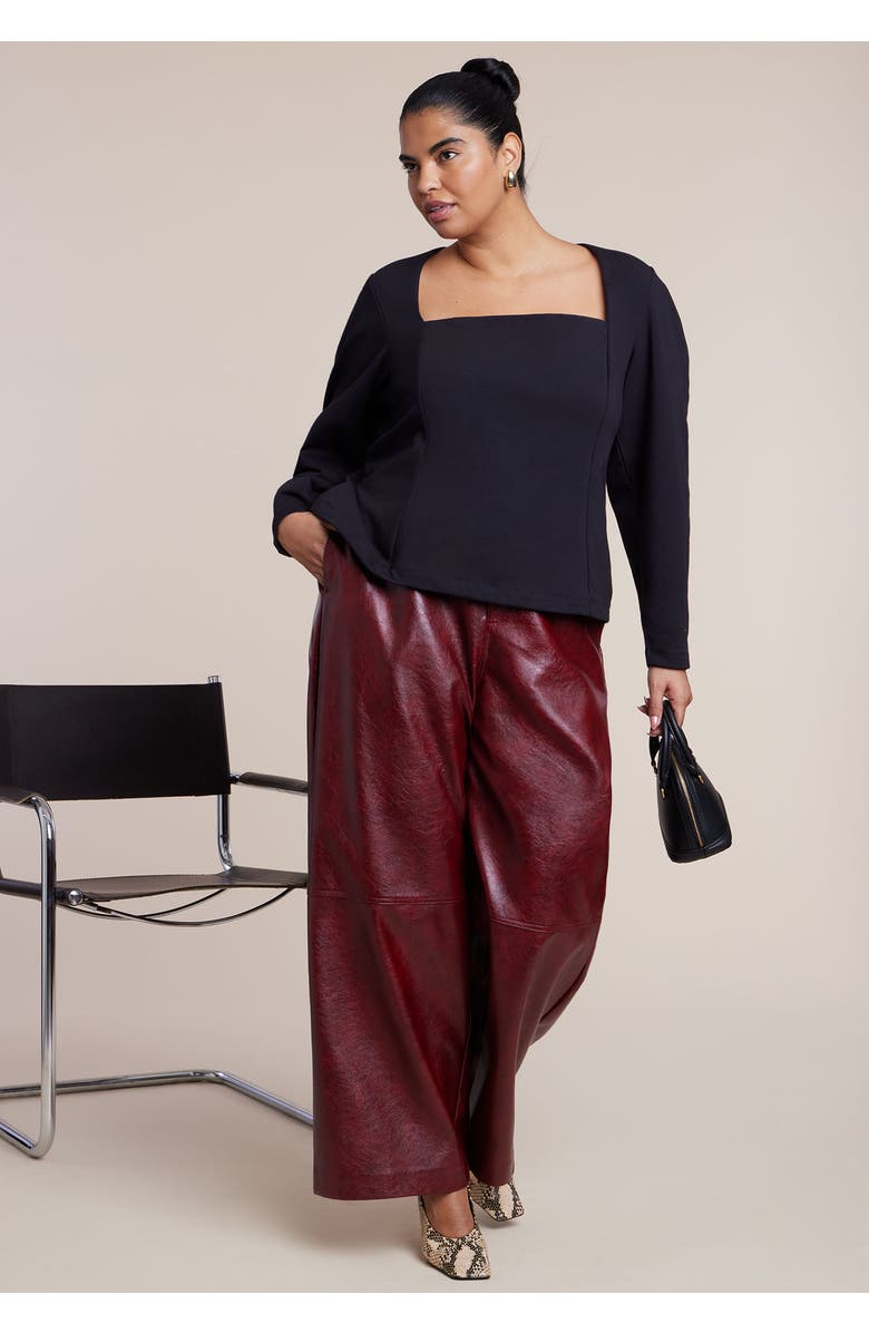 ELOQUII Square Neck Maiden Top, Alternate, color, Black Onyx