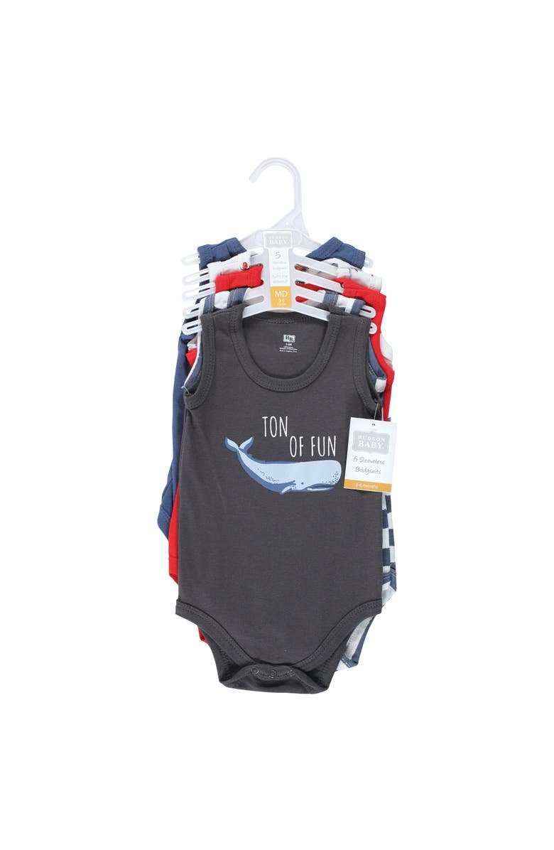 Hudson Baby Cotton Tank-Style Bodysuits, Alternate, color, Boy Sea Creatures