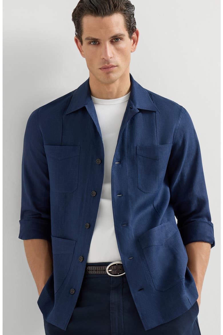 Linen guayabera, Alternate, color, Navy Blue