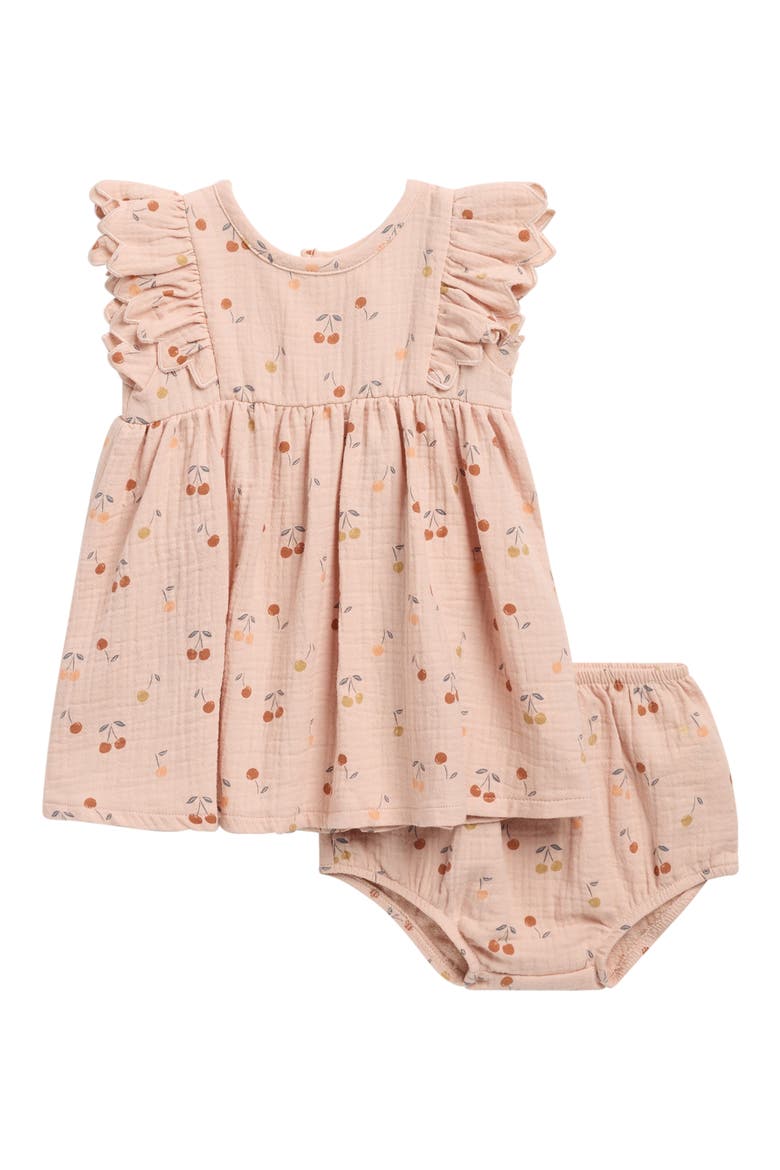 Alina Cotton Gauze Dress & Bloomers Set, Main, color, BLUSH