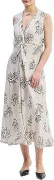 Reistor Women's Front Twist Maxi Dress in Black Florals XX Large