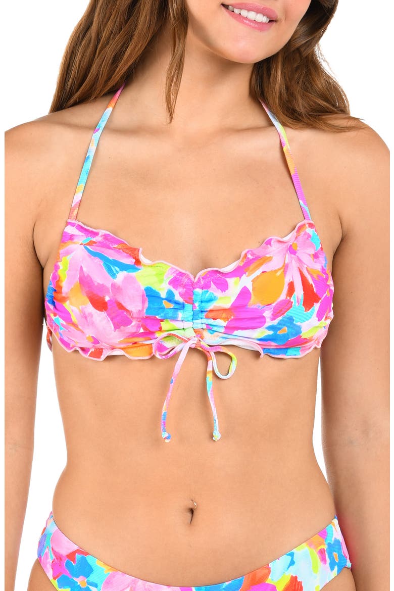 Merrow Bandeau Bikini Top, Main, color, PINK MULTI