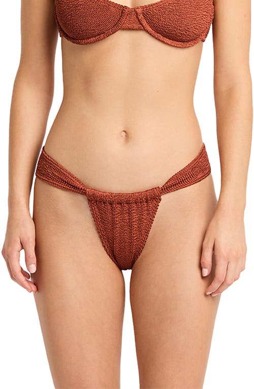 Bondeye Bond-eye Georgia Ruched Bikini Bottoms In Bronze Shimmer