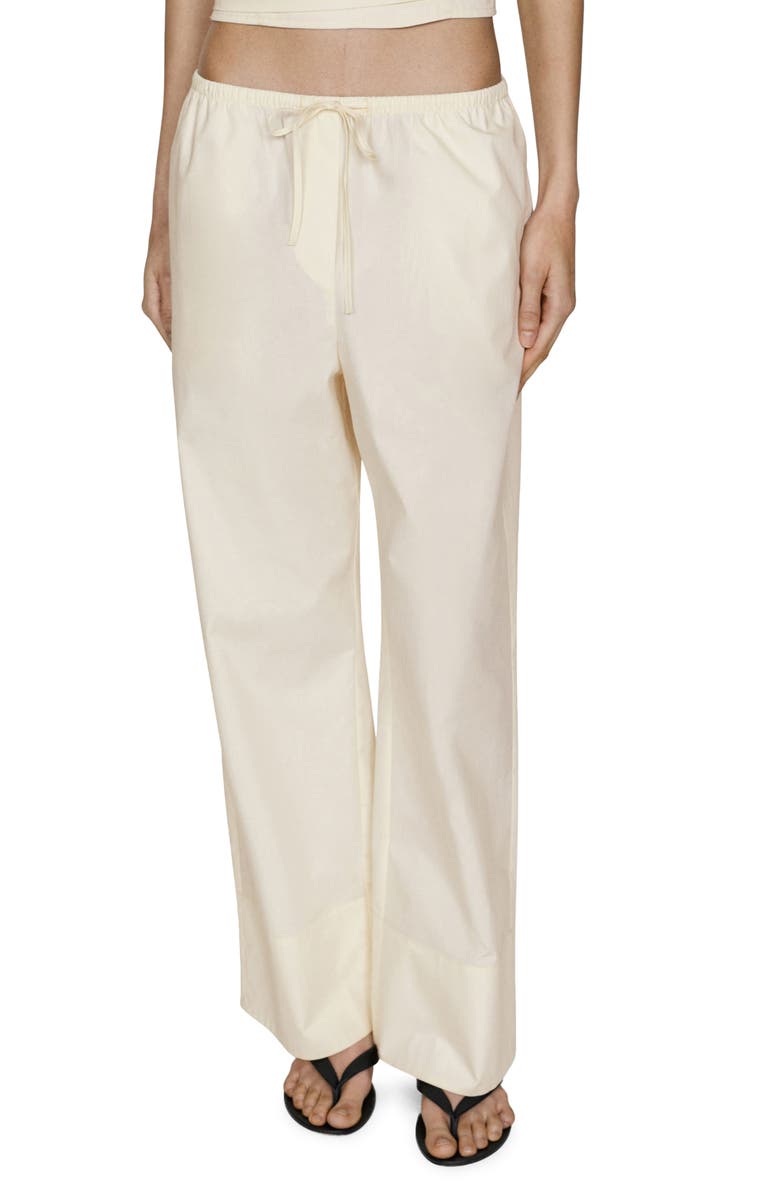 MANGO Wide Leg Drawstring Cotton Pants, Main, color, 