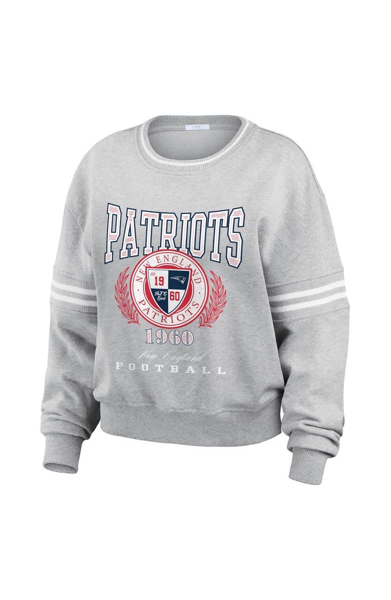 WEAR by Erin Andrews Women's WEAR by Erin Andrews Heather Gray New England Patriots Pullover Sweatshirt, Alternate, color, 