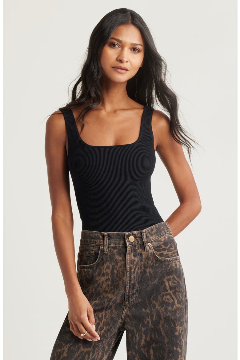 Luxe Sculpt Rib Tank, Main, color, BLACK