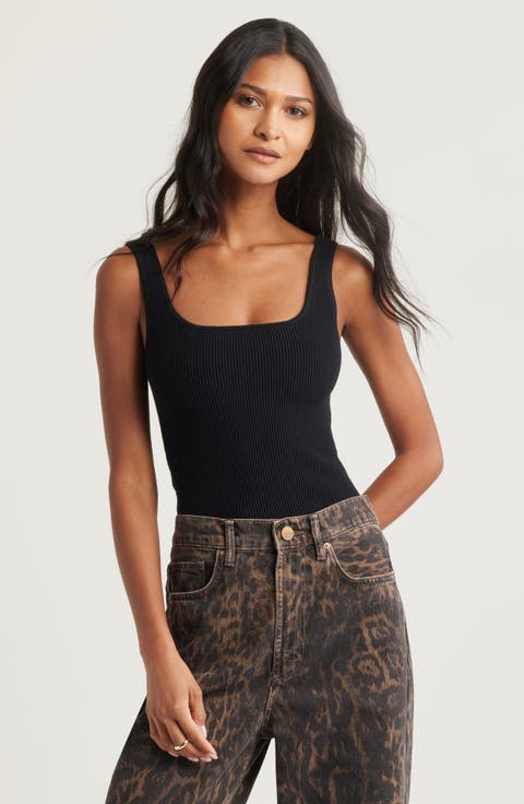 トップス BACK OPEN AMERICAN SLEEVES RIB TANK AMO Women's Crop Rib Tank | $84.00 | Saint Bernard