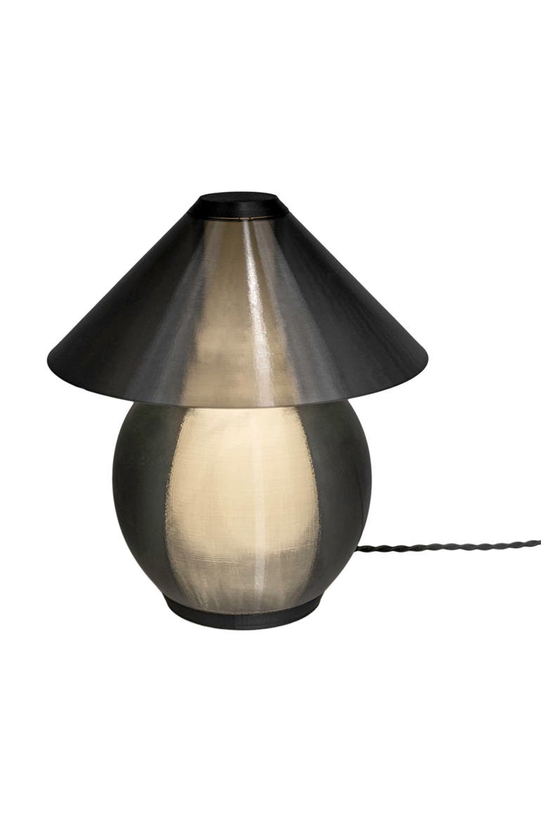 Opal 13" Modern Contemporary Plant-Based PLA 3D Printed Dimmable LED Table Lamp, Main, color, Dark Smoke/Black