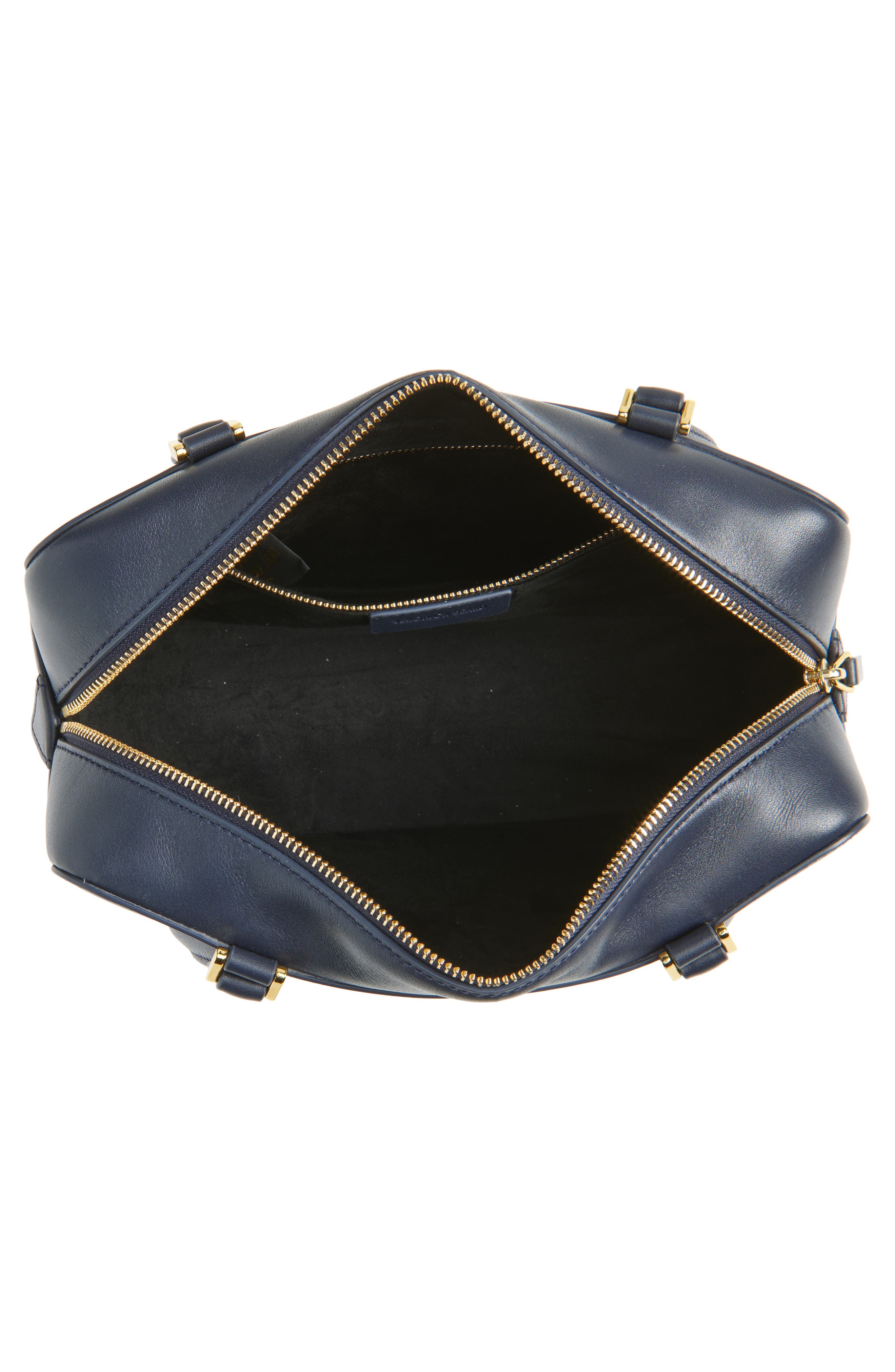 Veronica Beard Boxy Leather Shoulder Bag, Alternate, color, Navy