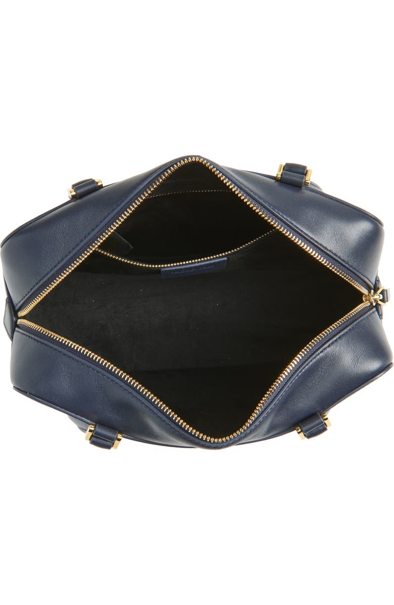 Veronica Beard Boxy Leather Shoulder Bag, Alternate, color, Navy