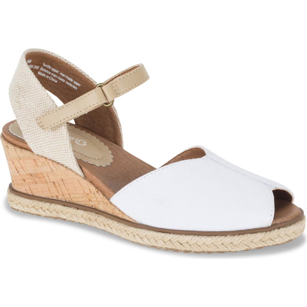 Baretraps Odetta Womens Adjustable Canvas Wedge Sandals In White Canvas