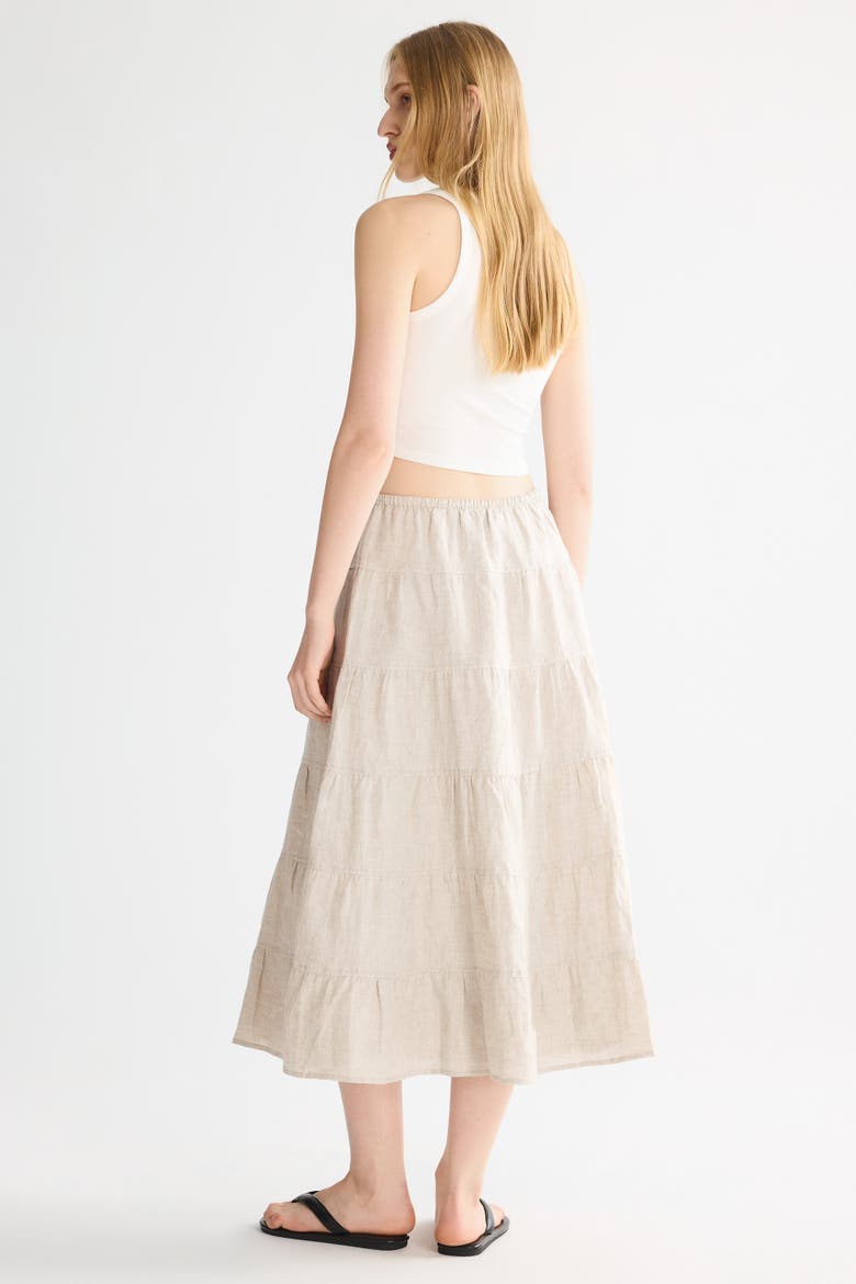Bouquet Linen Skirt, Alternate, color, Beige