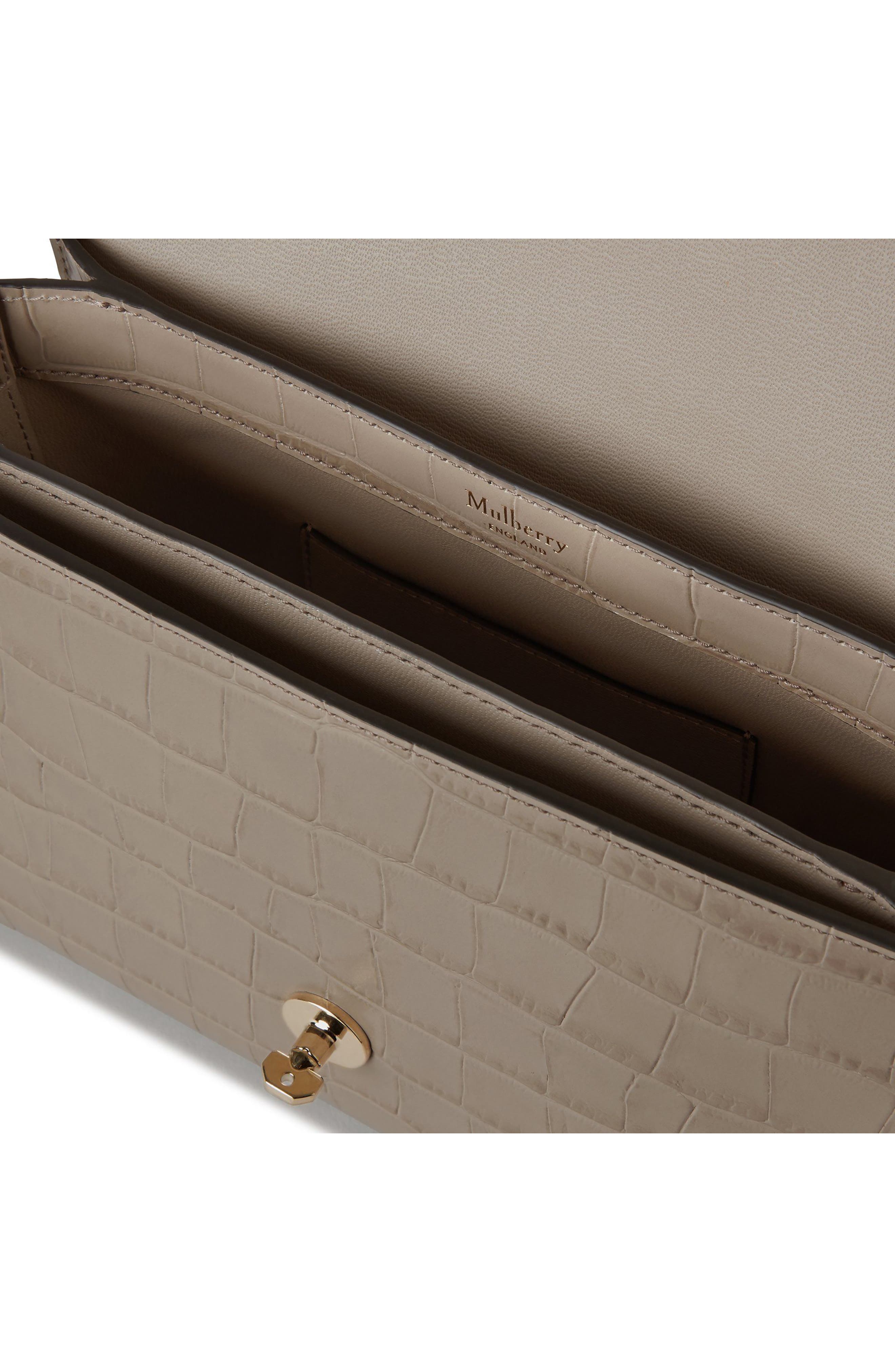 Mulberry Lana Croc Embossed Leather Top Handle Bag, Alternate, color, Cashmere Taupe