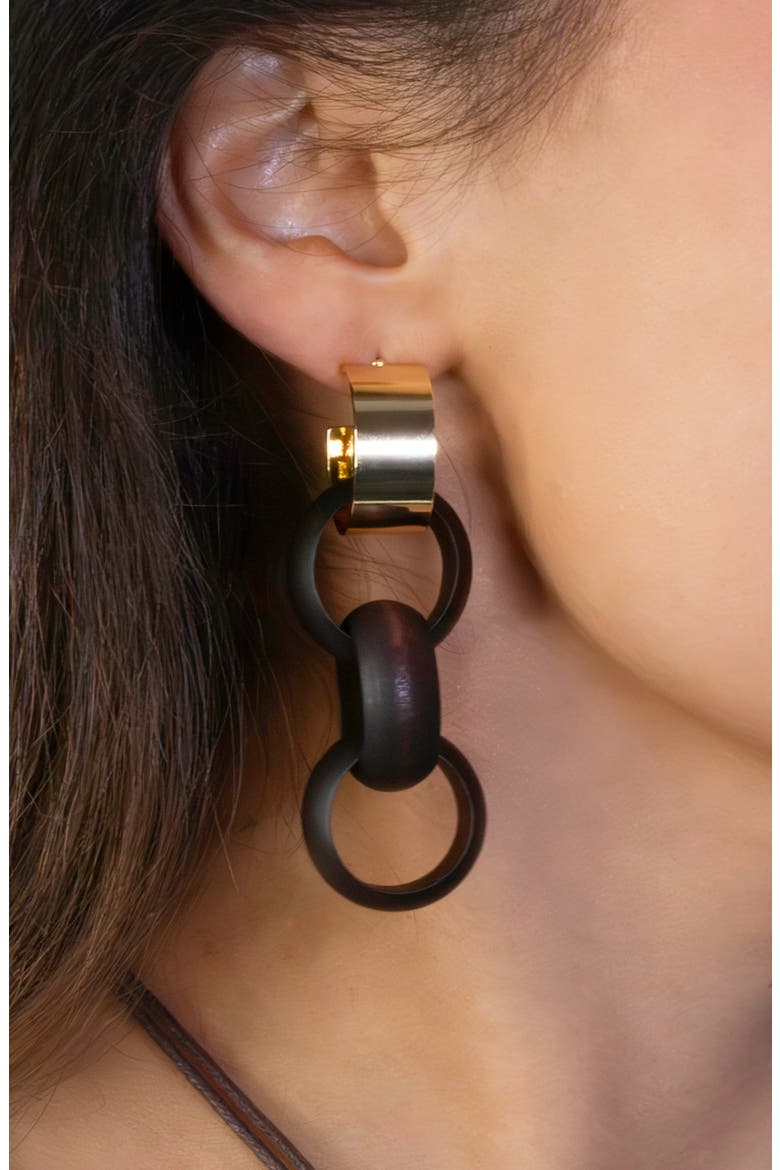 Oakley Wood Link Linear Drop Earrings, Alternate, color, GOLD WOOD