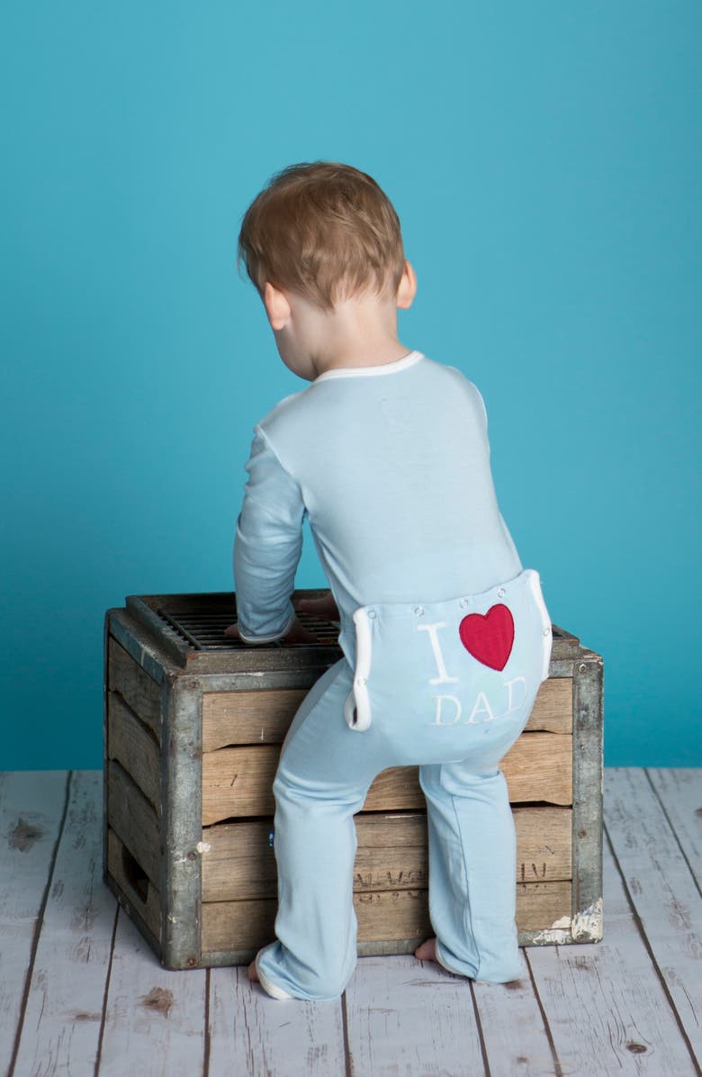KicKee Pants I Heart Dad Zip Romper, Alternate, color, Pond I Love Dad