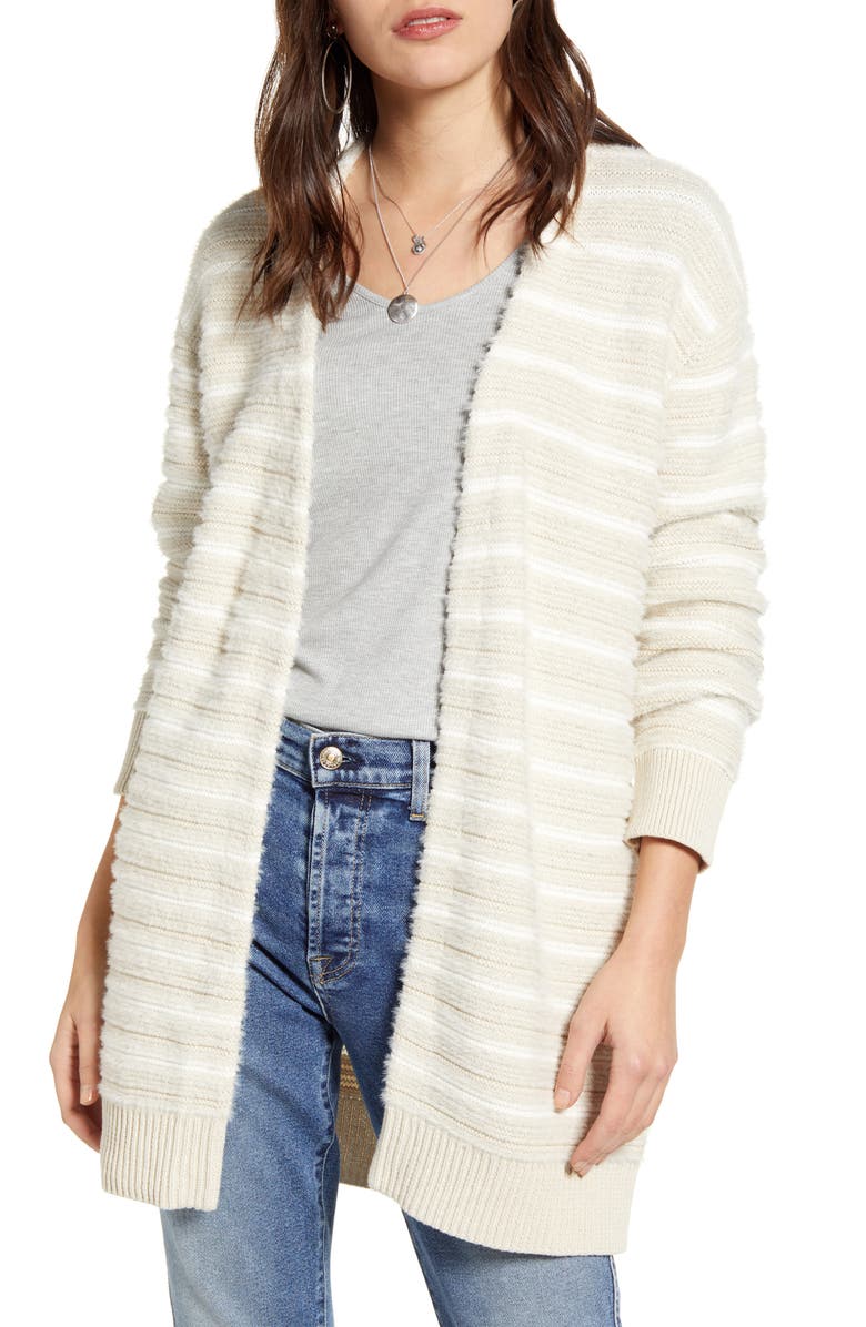 Treasure & Bond Stripe Open Front Cardigan, Main, color, 
