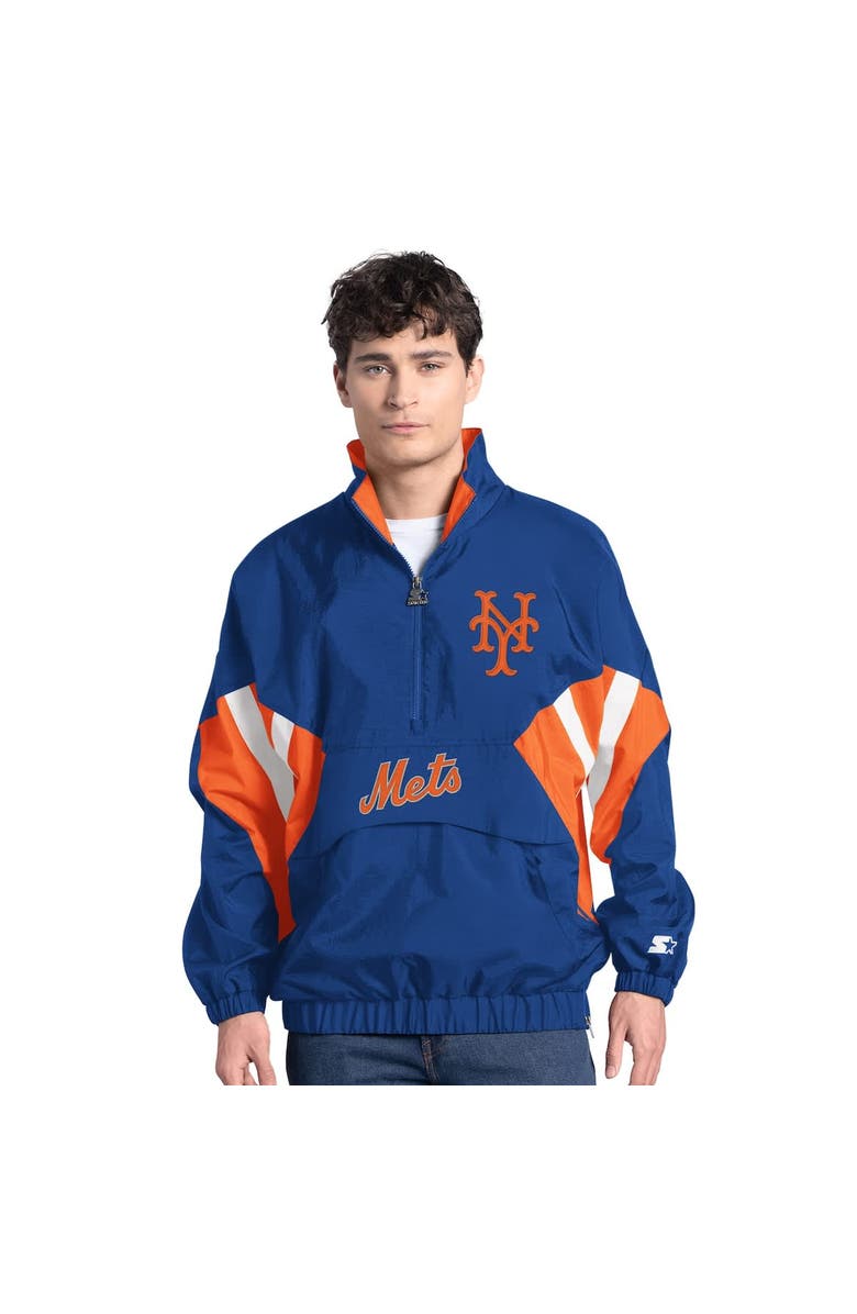 STARTER Men's Starter Royal New York Mets Cooperstown Chief Half-Zip Pullover, Alternate, color, Royal