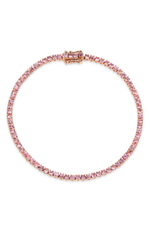 18k Gold Pink Sapphire Tennis Bracelet