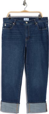 Seven7 High Waist Straight Leg Cuffed Hem Jeans