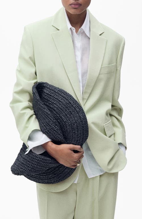 Mango Straight Fit Suit Jacket In Green